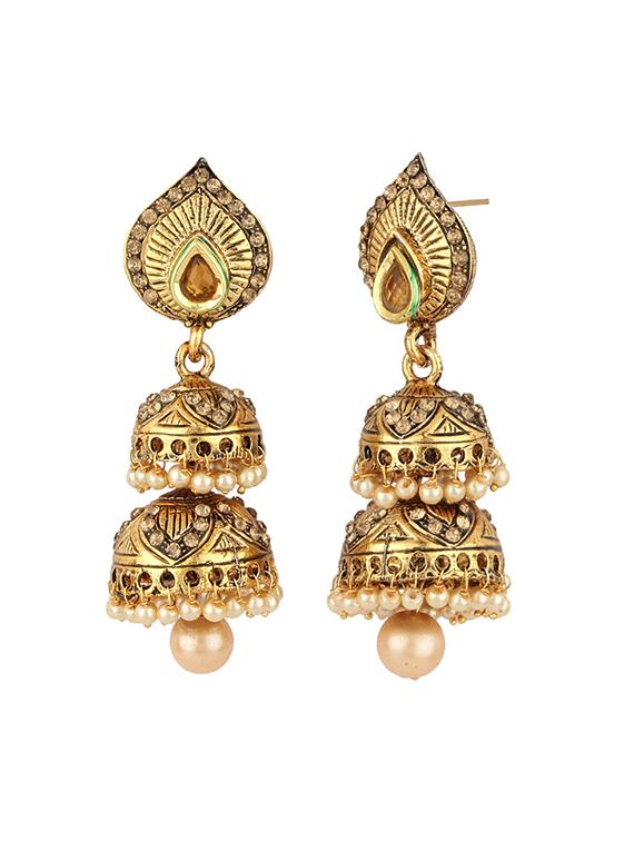 gold zinc jhumka - 15413177 - Zoom Image - 2