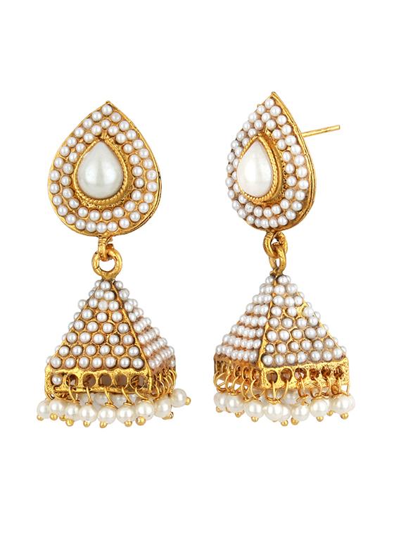 Gold Tone Jhumka - 15413261 - Zoom Image - 2