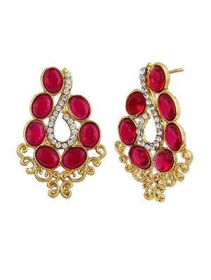 Red Gold Tone Stone Earrings - 15413280 - Standard Image - 2