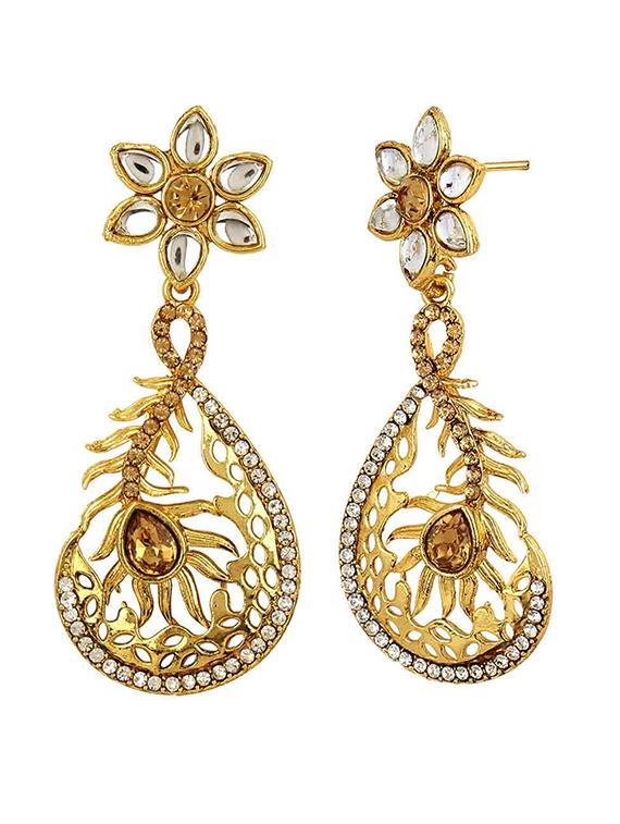 Gold Tone Stone Earrings - 15413290 - Zoom Image - 2