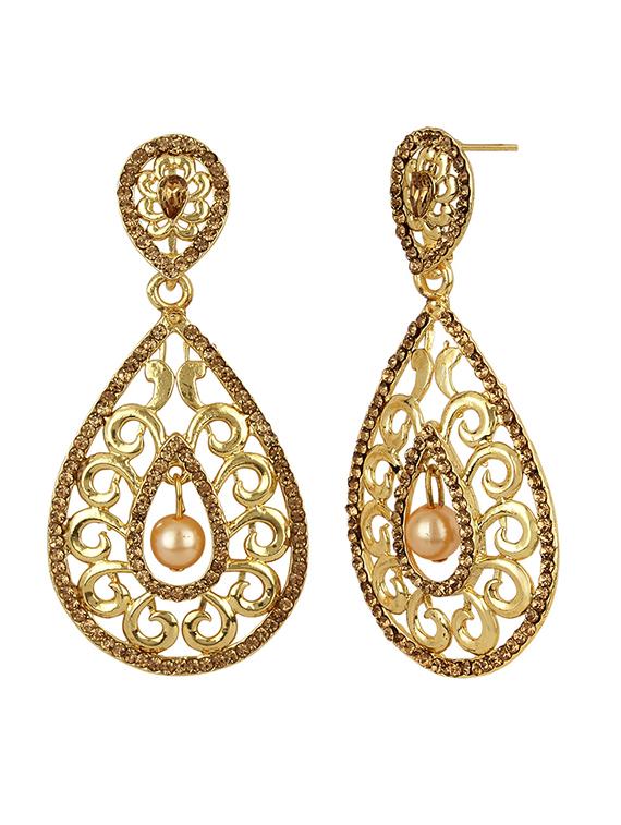 Gold Tone Stone Earrings - 15413292 - Zoom Image - 2