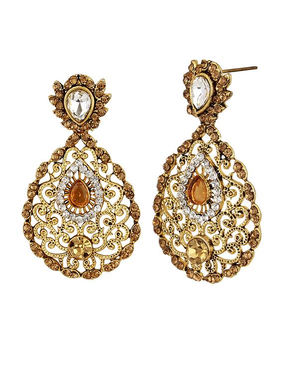 gold tone stone earrings - 15413296 - Zoom Image - 2
