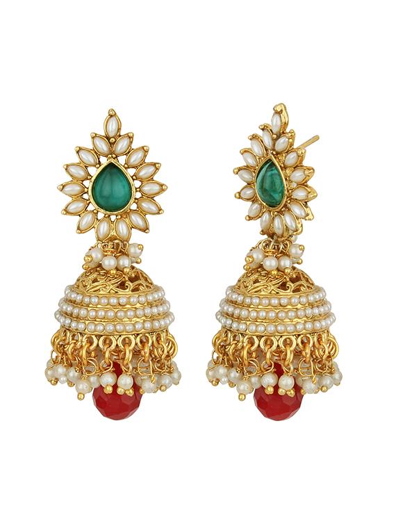 Multi Colour Gold Tone Jhumka - 15413298 - Zoom Image - 2