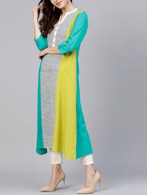 a-line color block kurta - 15413377 - Standard Image - 2