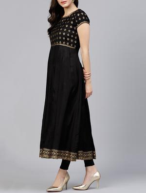 Anarkali foil printed kurta - 15413378 - Standard Image - 2