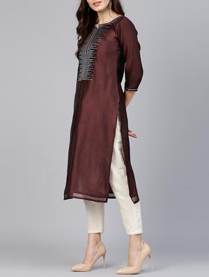 straight sequin work kurta - 15413379 - Standard Image - 2