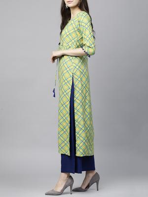 Checkered straight kurta - 15413428 - Standard Image - 2