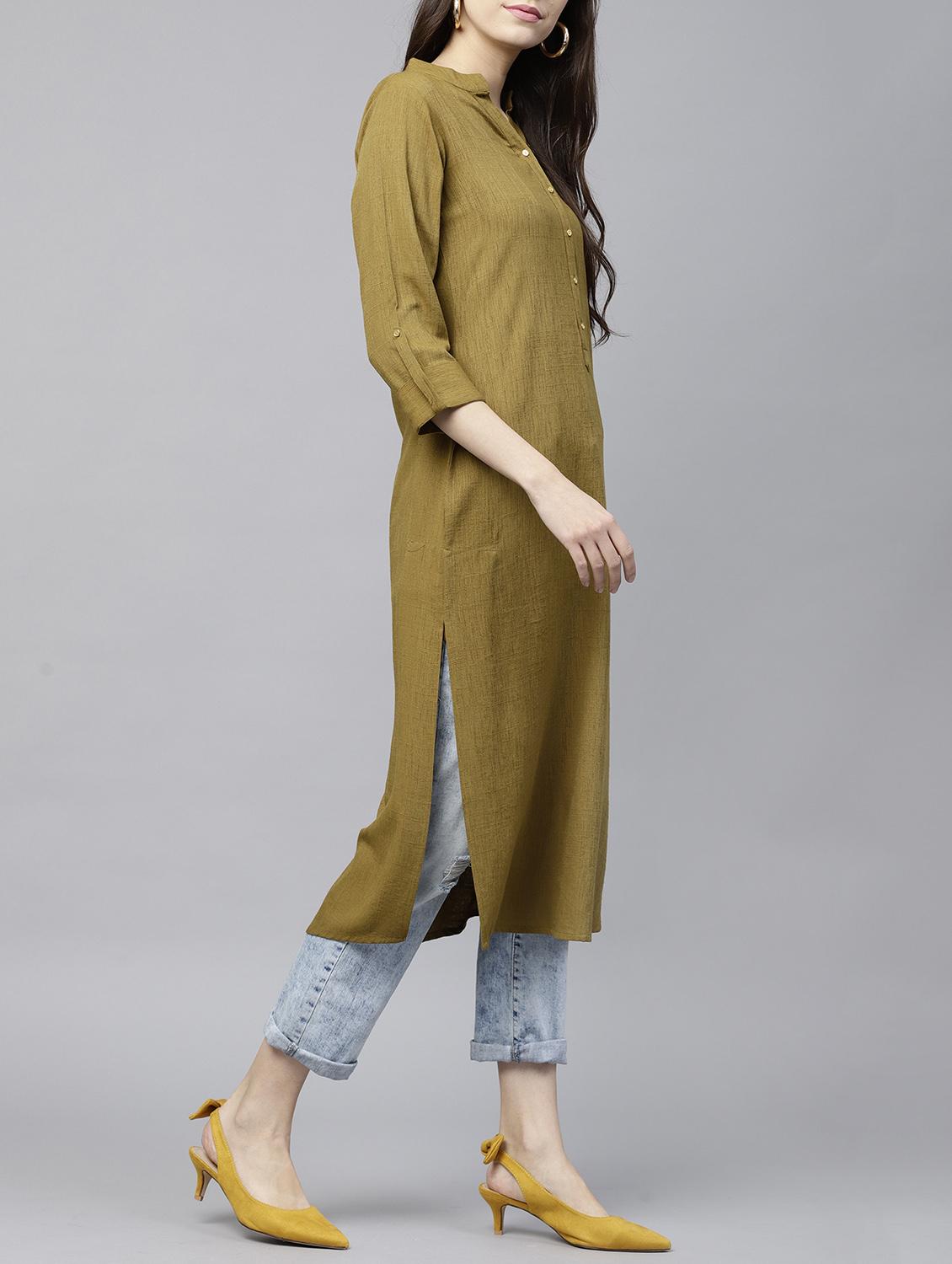 Peanut straight kurta - 15413470 - Zoom Image - 2