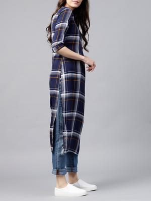 straight checkered kurta - 15413473 - Standard Image - 2
