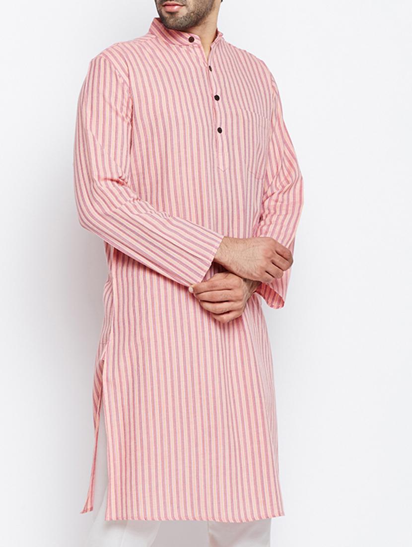 pink cotton long kurta - 15413498 - Zoom Image - 2