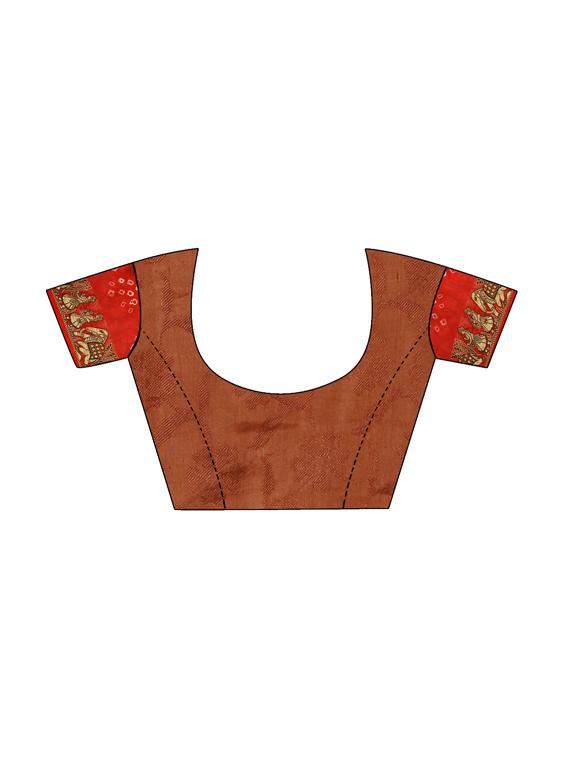 Delicate zari bordered bandhani saree with blouse - 15413667 - Zoom Image - 2