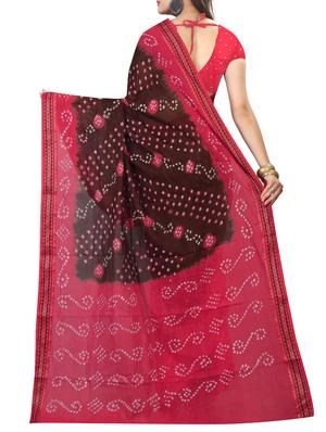 Contrast bordered bandhani saree with blouse - 15413697 - Standard Image - 2