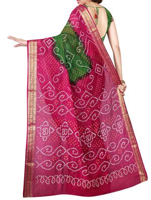 Delicate Golden bordered bandhani saree with blouse - 15413707 - Standard Image - 2