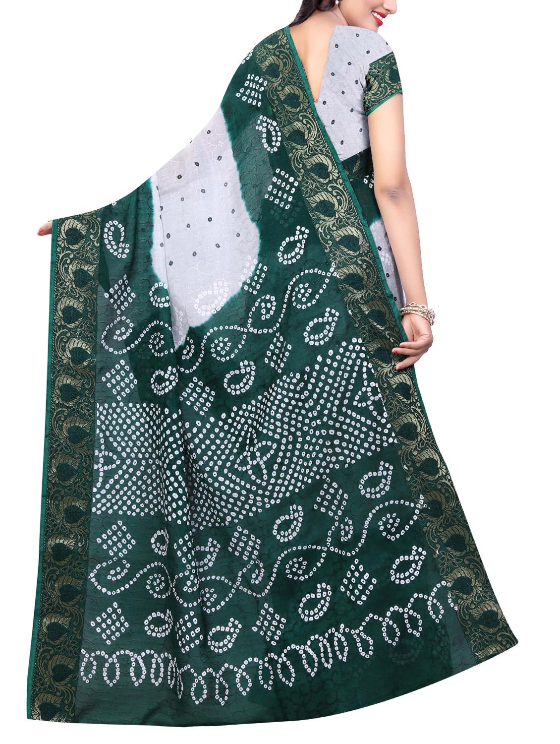 Delicate Golden bordered bandhani saree with blouse - 15413719 - Zoom Image - 2