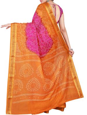 Contrast bordered bandhani saree with blouse - 15413723 - Standard Image - 2