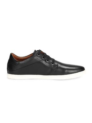 black leatherette lace up sneakers - 15413731 - Standard Image - 2