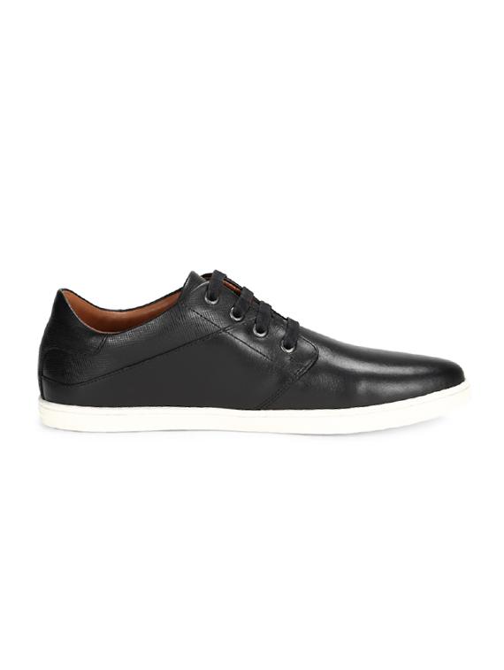 black leatherette lace up sneakers - 15413731 - Zoom Image - 2