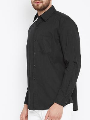 black cotton casual shirt - 15414006 - Standard Image - 2