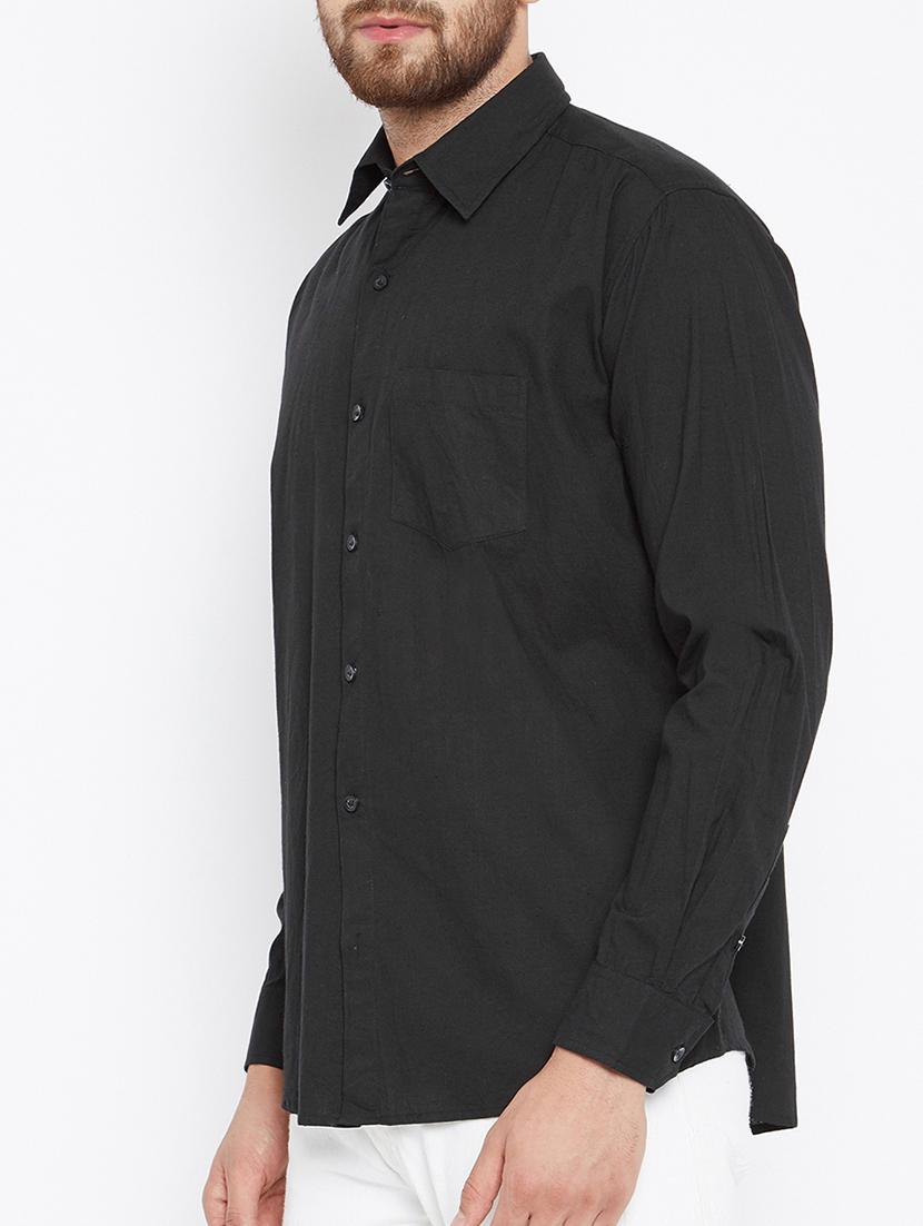 black cotton casual shirt - 15414006 - Zoom Image - 2