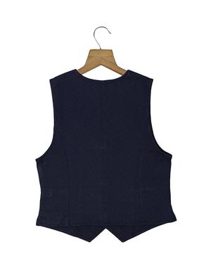 navy blue polyester waistcoat - 15414275 - Standard Image - 2