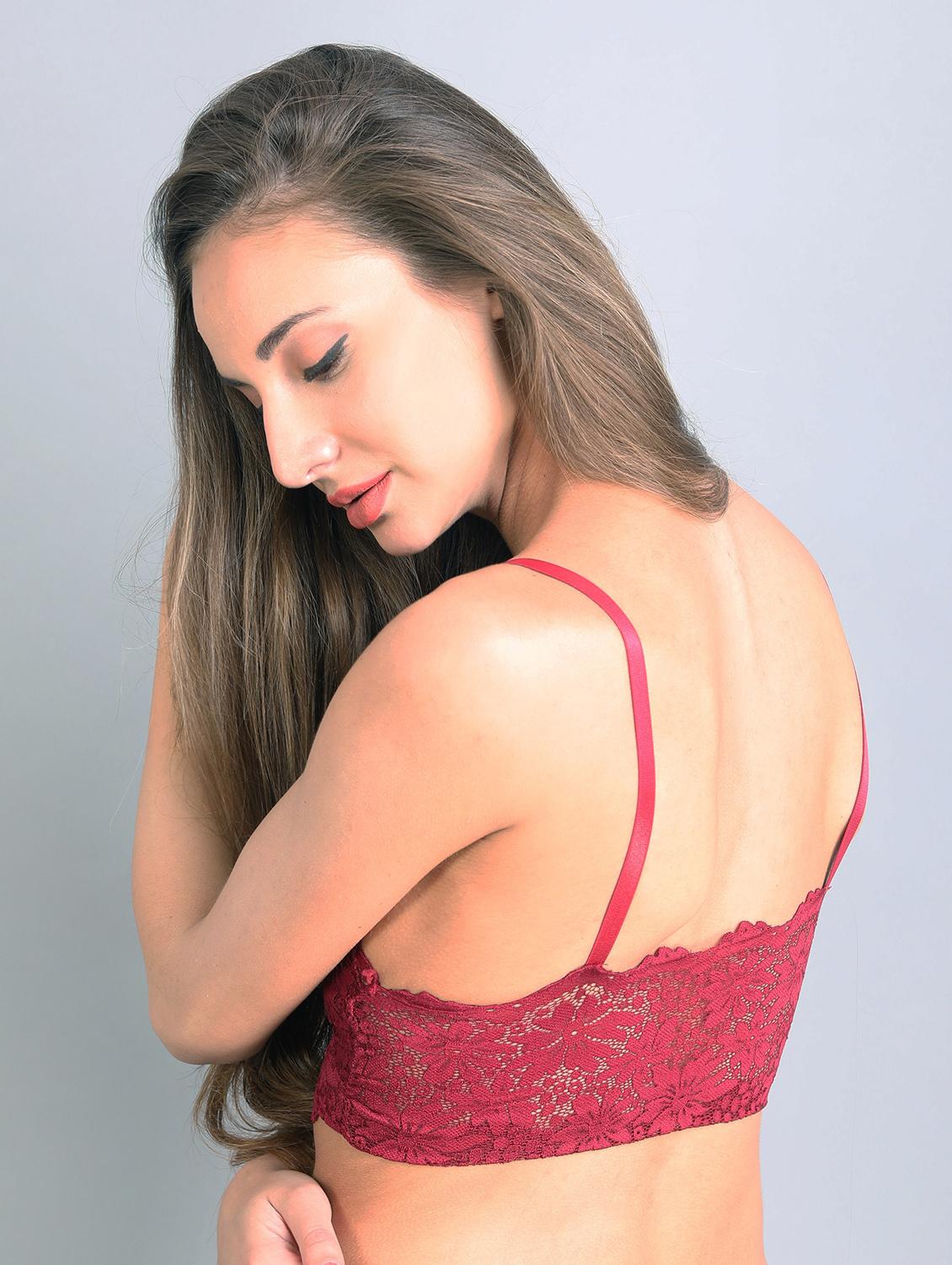 scallop hem floral lace bralette - 15414277 - Zoom Image - 2