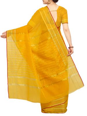 Delicate golden border saree with blouse - 15414373 - Standard Image - 2
