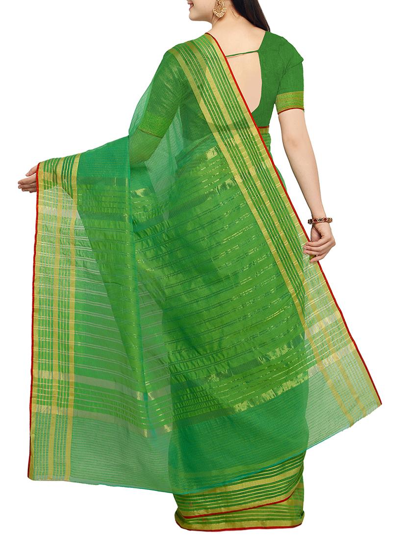 Delicate golden border saree with blouse - 15414374 - Zoom Image - 2