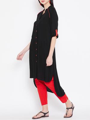High low piping kurta - 15414691 - Standard Image - 2