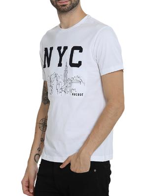 white cotton chest print t-shirt - 15414703 - Standard Image - 2