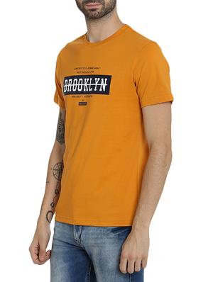 orange cotton chest print t-shirt - 15414707 - Standard Image - 2