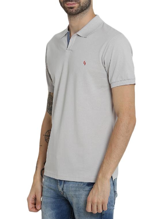 grey cotton polo t-shirt - 15414720 - Zoom Image - 2