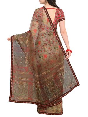 Floral printed saree with blouse - 15414825 - Standard Image - 2