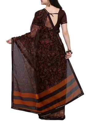 Ditsy floral printed saree with blouse - 15414827 - Standard Image - 2