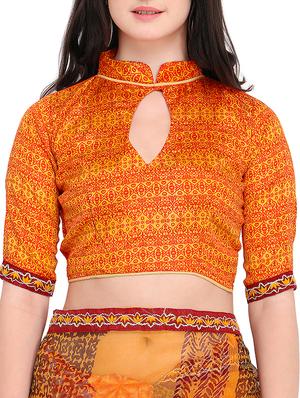 cotton blend printed saree. with blouse - 15414830 - Standard Image - 2