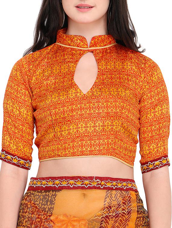 cotton blend printed saree. with blouse - 15414830 - Zoom Image - 2
