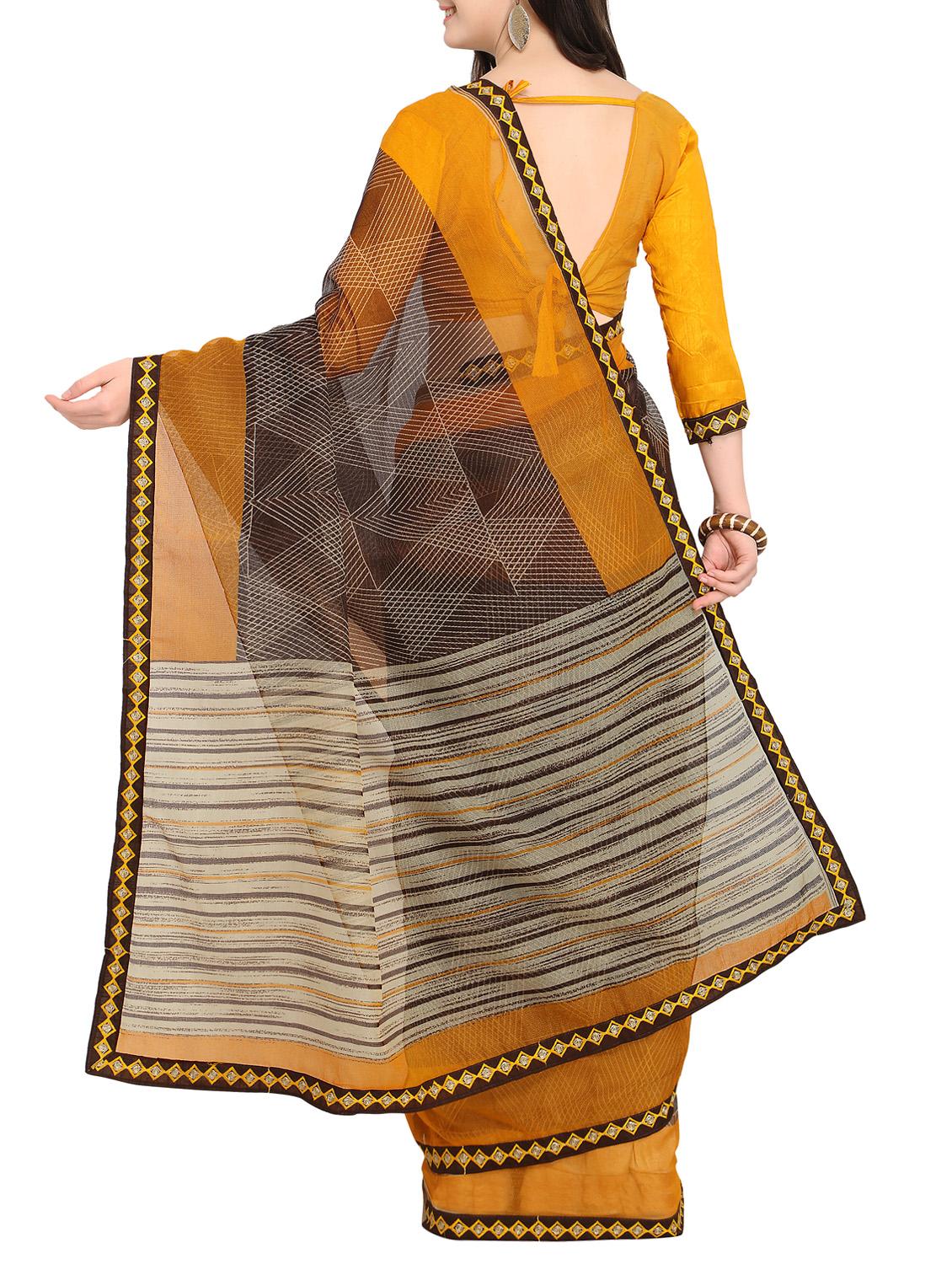 Contrast bordered Geometrical printed saree with blouse - 15414834 - Zoom Image - 2