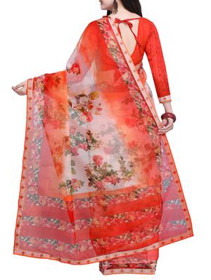 Floral printed saree with blouse - 15414835 - Standard Image - 2