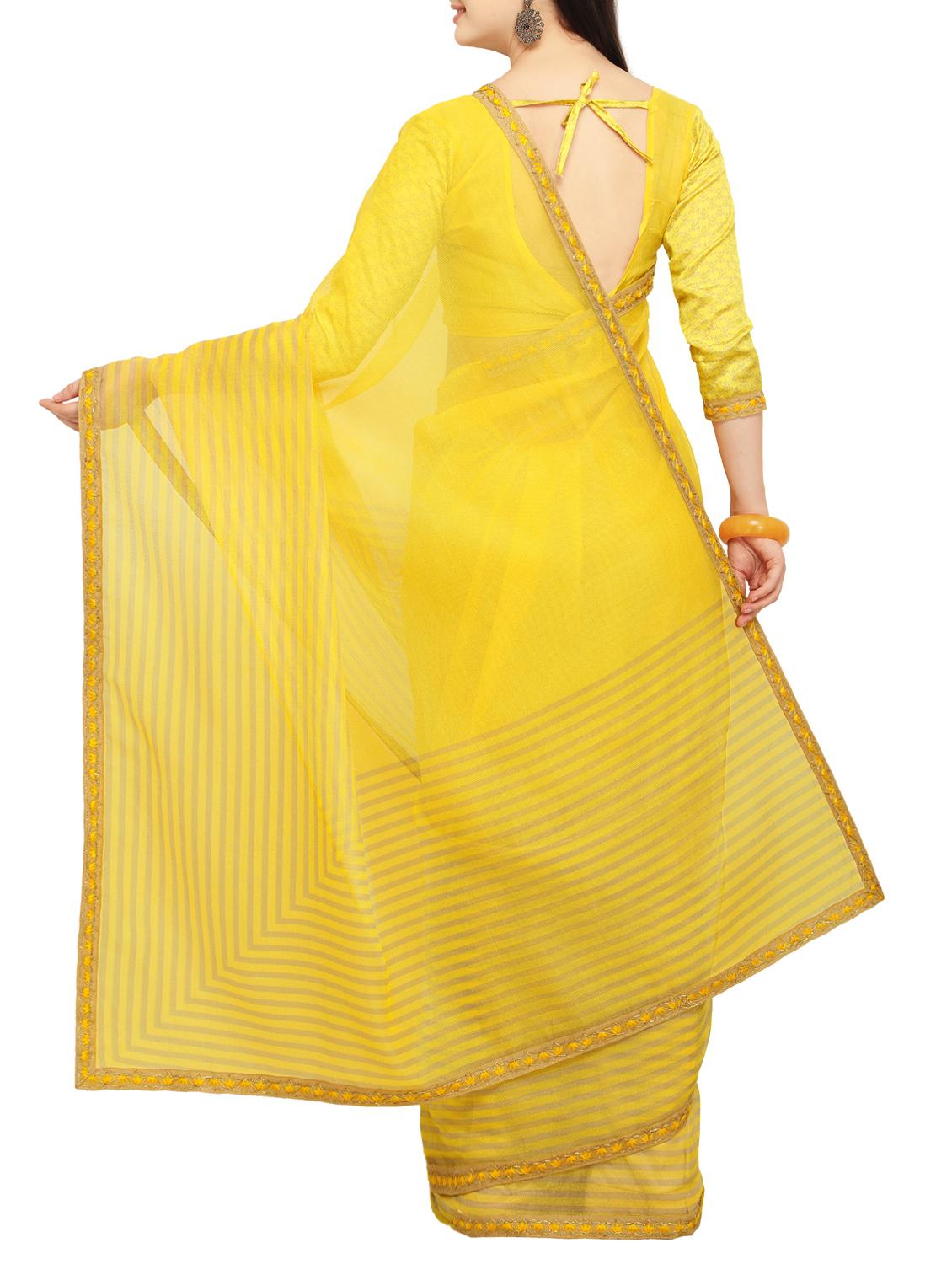 striped bordered saree with blouse - 15414836 - Zoom Image - 2