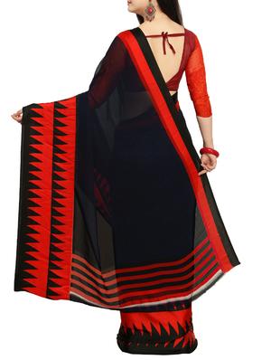 temple bordered saree with blouse - 15414870 - Standard Image - 2
