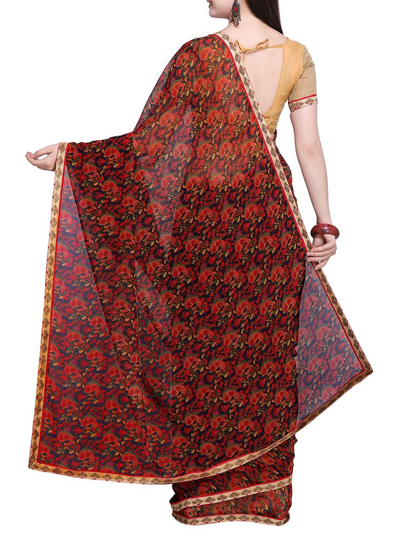 paisley printed saree with blouse - 15414945 - Zoom Image - 2