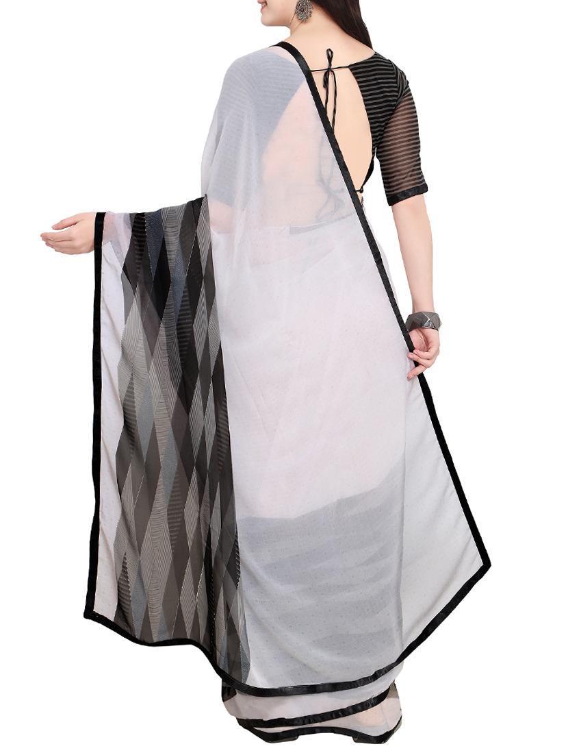 Geometrical printed saree with blouse - 15414950 - Zoom Image - 2