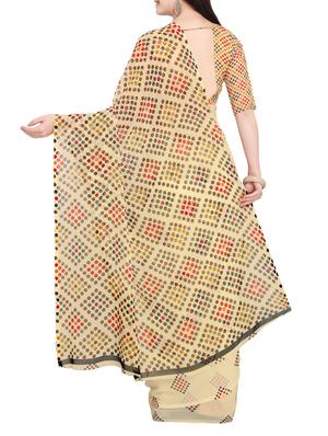 Polka dots printed saree with blouse - 15414960 - Standard Image - 2