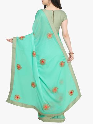 Floral embroidered saree with blouse - 15414979 - Standard Image - 2