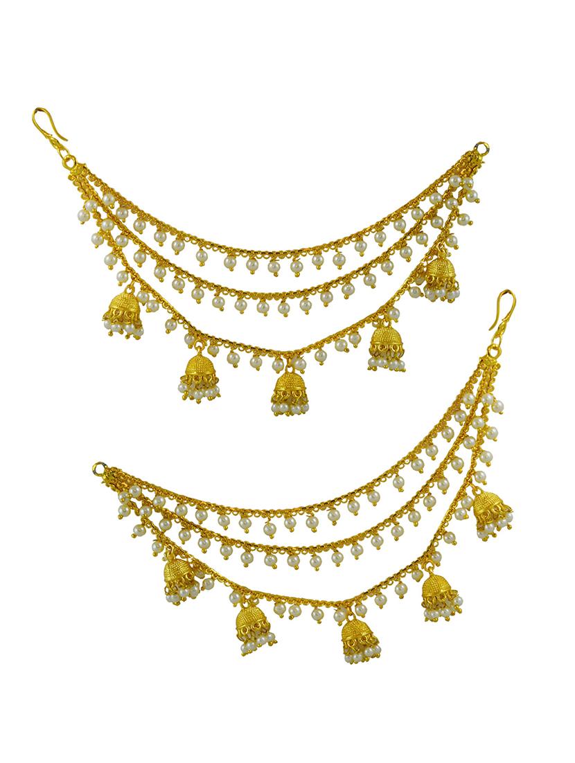 gold metal jhumka earring - 15415009 - Zoom Image - 2