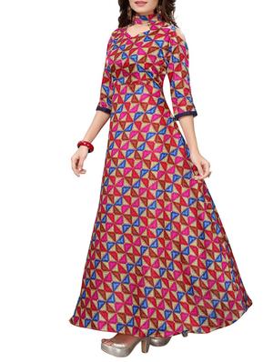 pink satin fit & flare gown - 15415016 - Standard Image - 2