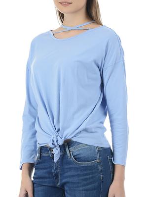 x line neck front tie knot top - 15415274 - Standard Image - 2