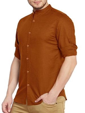 brown cotton casual shirt - 15415882 - Standard Image - 2