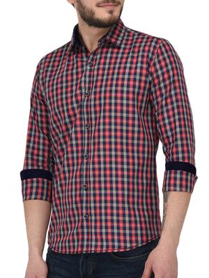 red cotton casual shirt - 15415884 - Standard Image - 2
