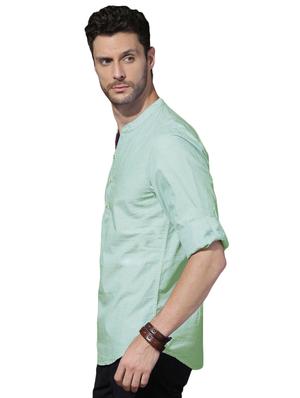 green cotton short kurta - 15415891 - Standard Image - 2