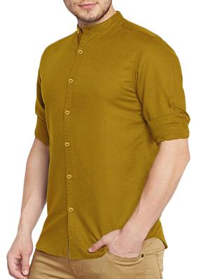 yellow cotton casual shirt - 15415894 - Standard Image - 2